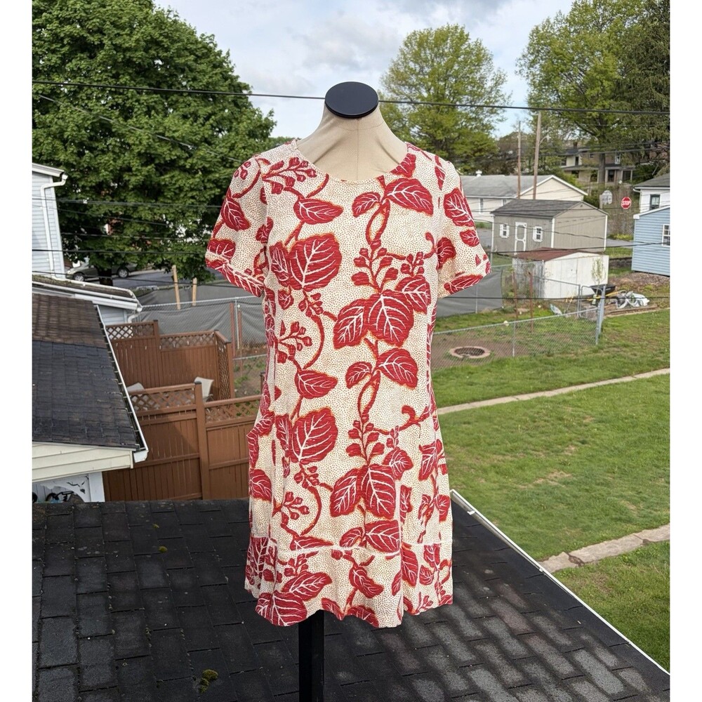 Fat Face UK Simone Cotton Red Vine Ivory T Shirt Shift Dress Sz US 6